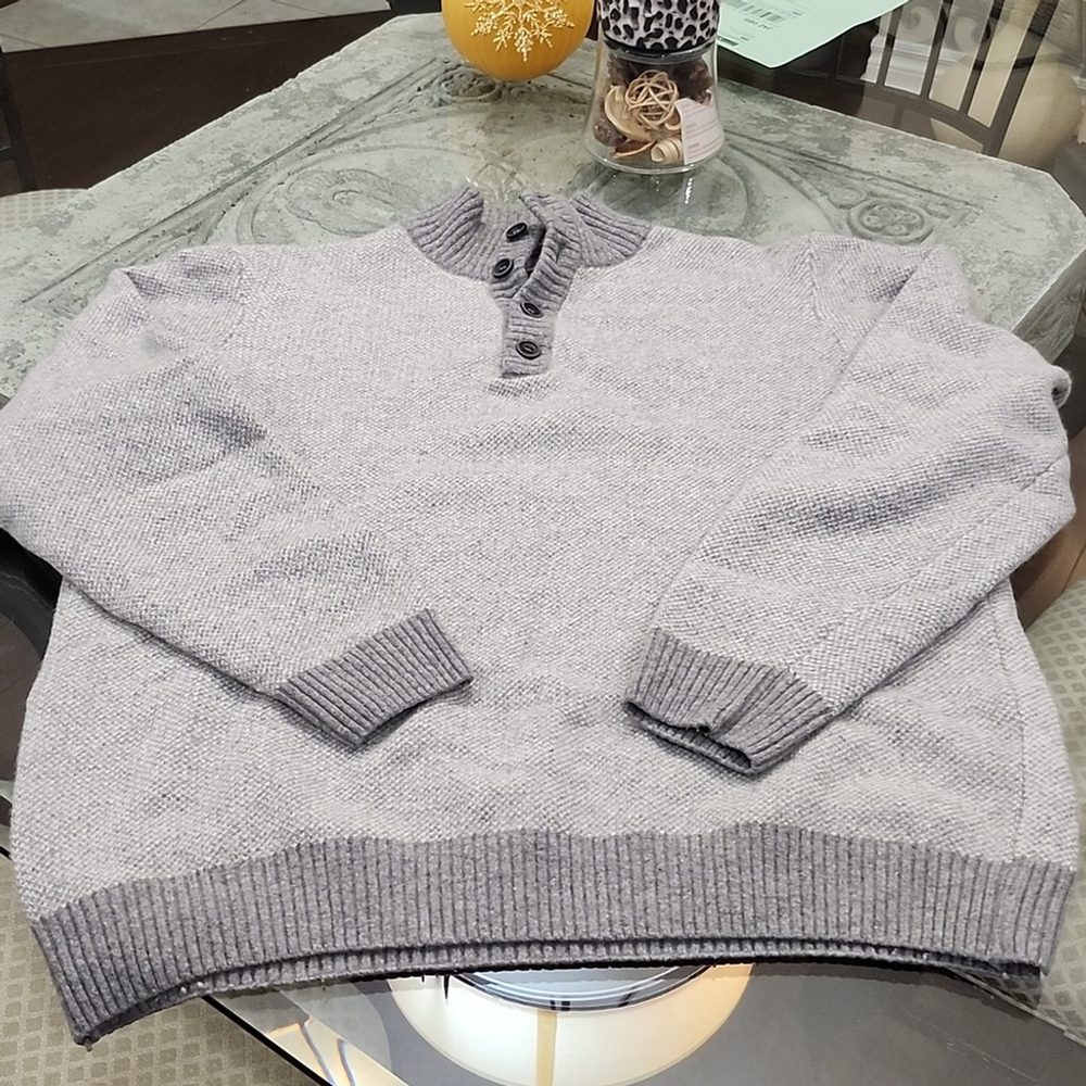 LORENZO Magni wool cable knit mock neck wi ter pullover sweater xl like new